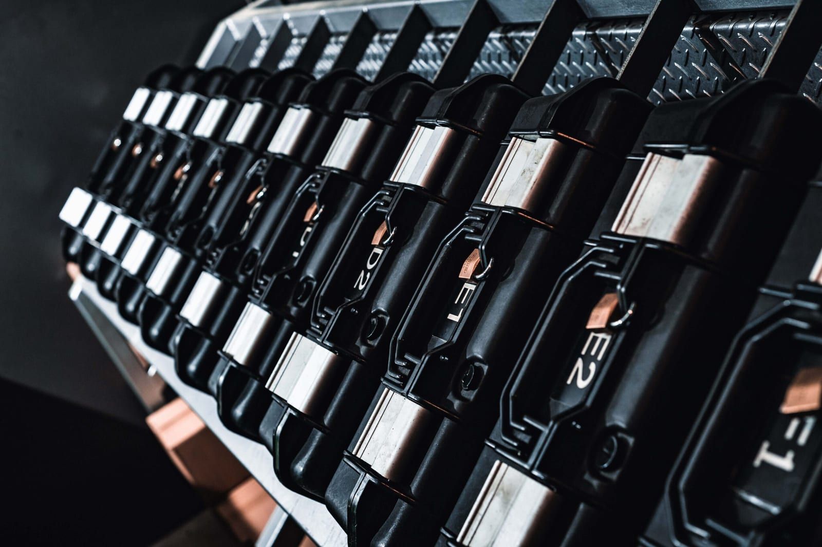 Rows of steel security lockers installed at a client site